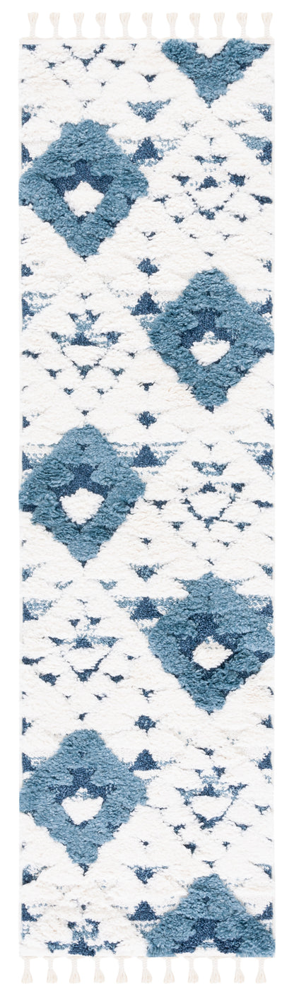 Safavieh Moroccan Tassel Shag Mts688M Blue/Ivory Area Rug