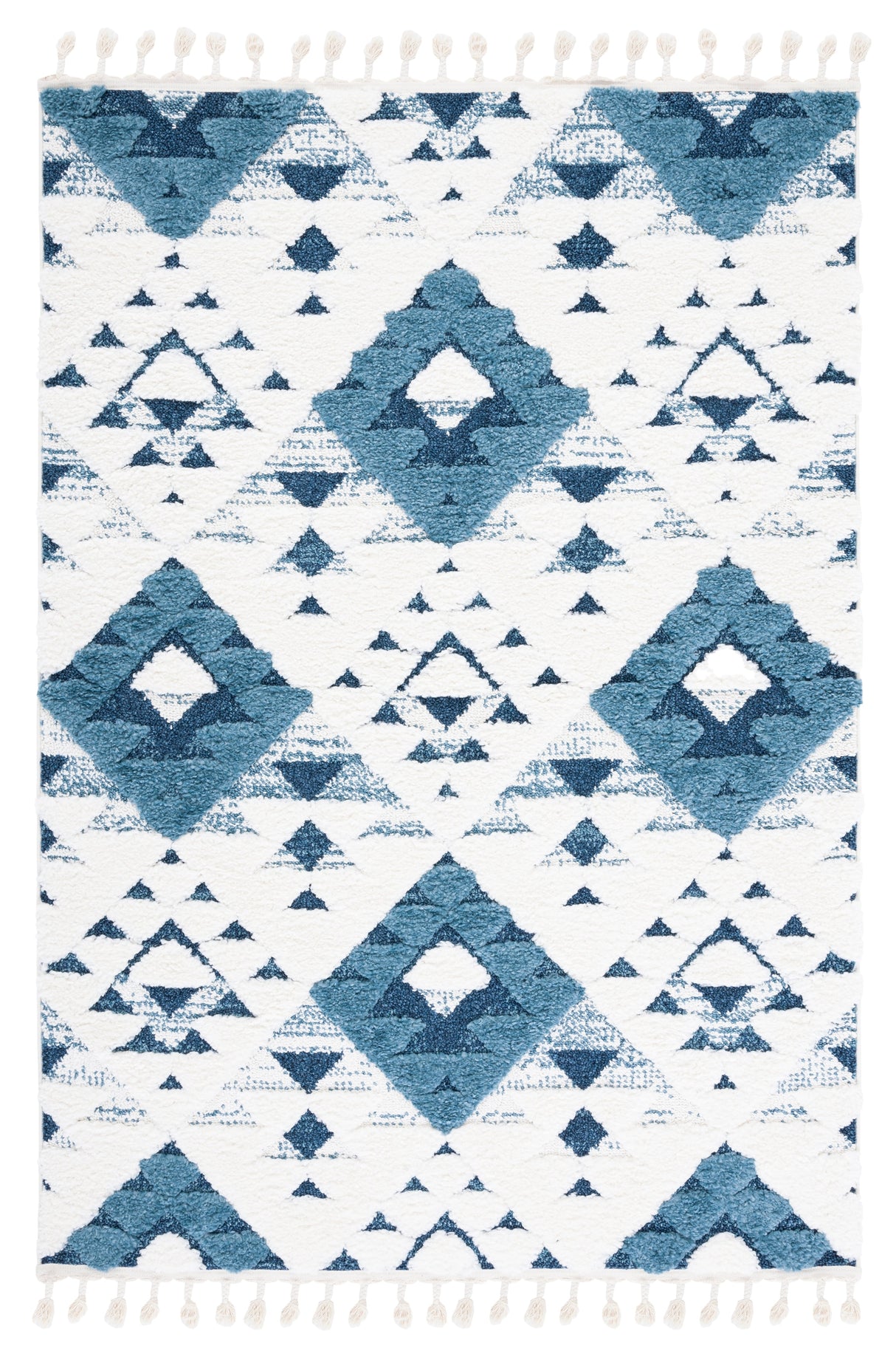 Safavieh Moroccan Tassel Shag Mts688M Blue/Ivory Rug.