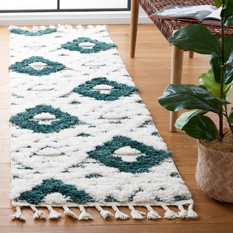 Safavieh Moroccan Tassel Shag Mts688Y Green/Ivory Rug.