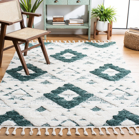 Safavieh Moroccan Tassel Shag Mts688Y Green/Ivory Rug.