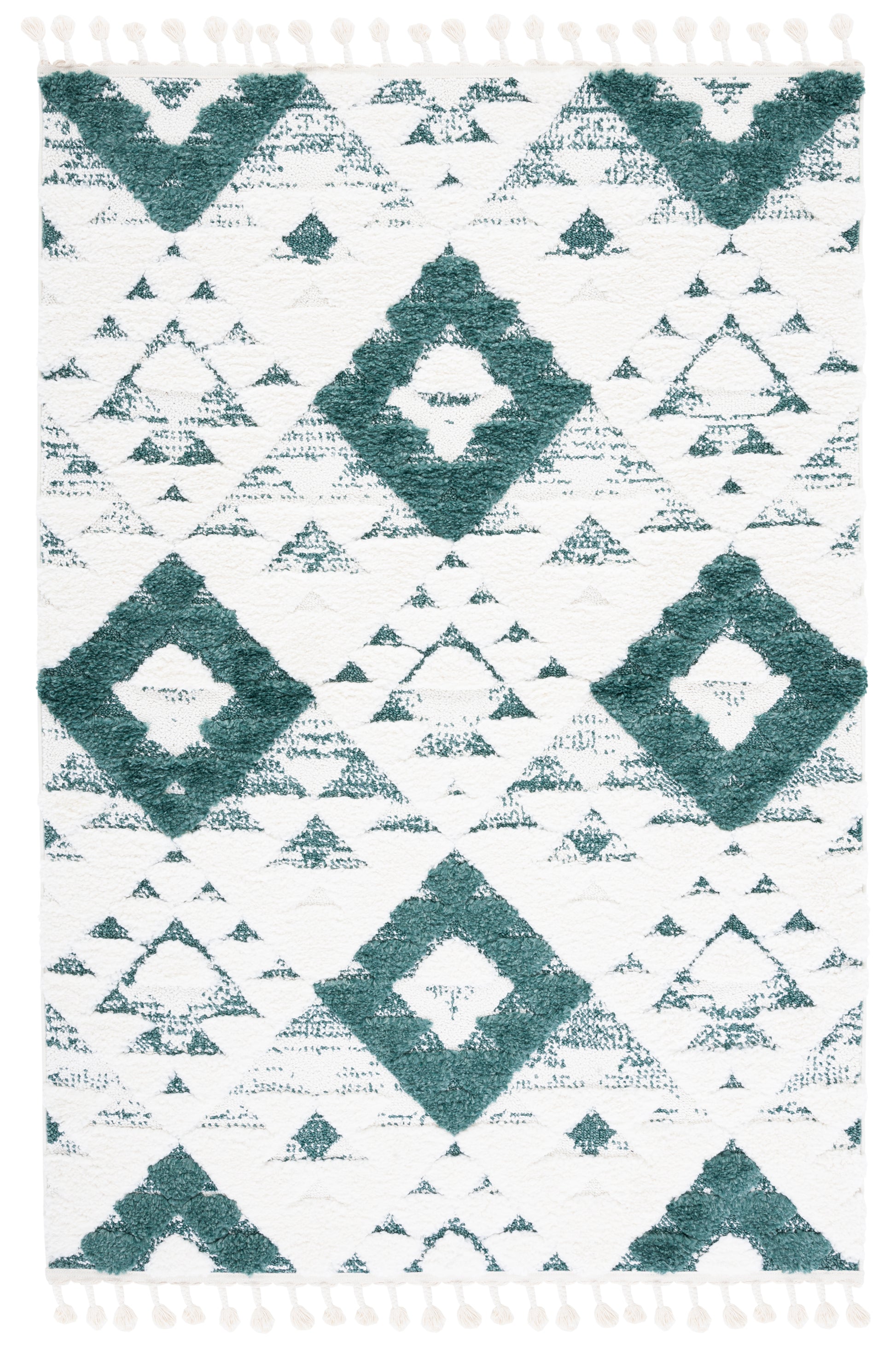 Safavieh Moroccan Tassel Shag Mts688Y Green/Ivory Area Rug