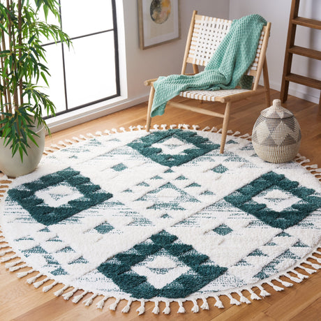 Safavieh Moroccan Tassel Shag Mts688Y Green/Ivory Rug.