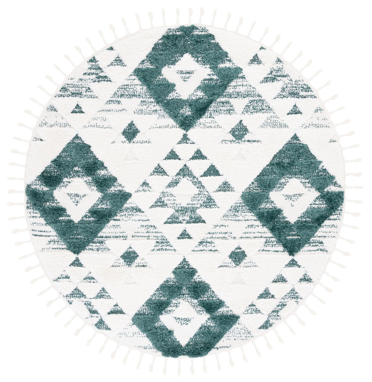 Safavieh Moroccan Tassel Shag Mts688Y Green/Ivory Rug.