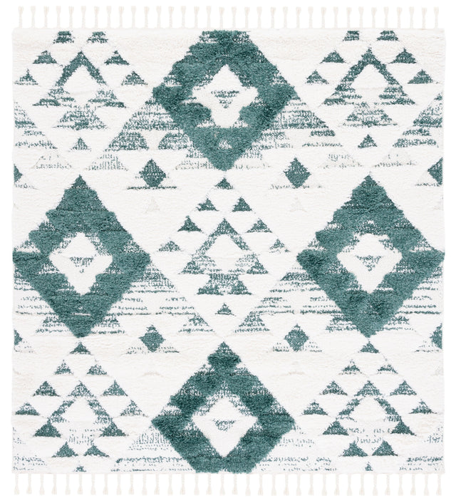 Safavieh Moroccan Tassel Shag Mts688Y Green/Ivory Rug.