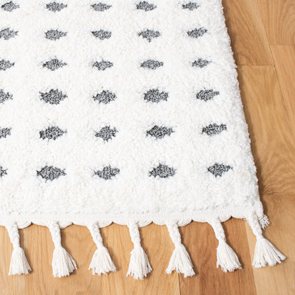 Safavieh Moroccan Tassel Shag Mts690A Ivory/Grey Area Rug