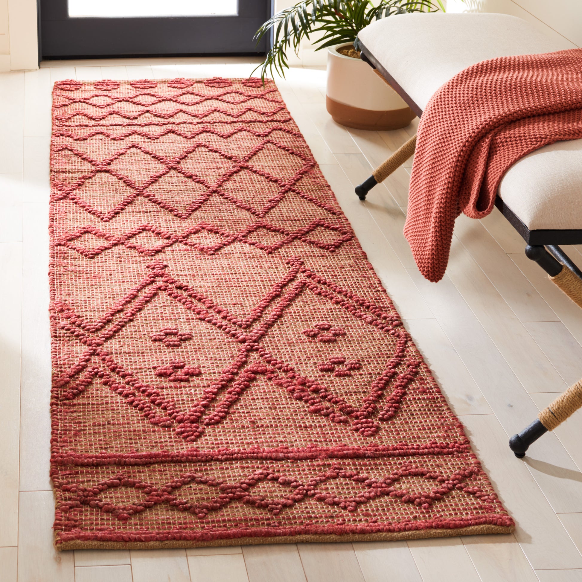 Safavieh Natural Fiber Nf219Q Red/Natural Area Rug