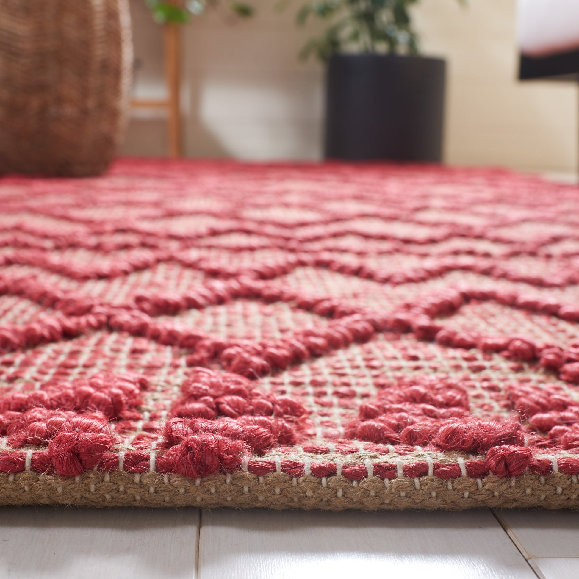 Safavieh Natural Fiber Nf219Q Red/Natural Area Rug