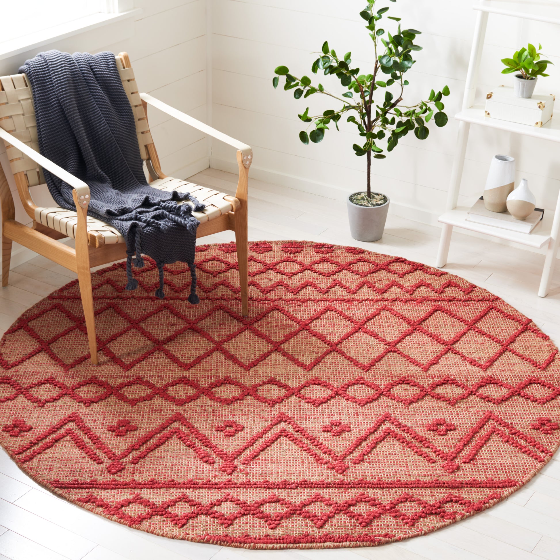 Safavieh Natural Fiber Nf219Q Red/Natural Area Rug