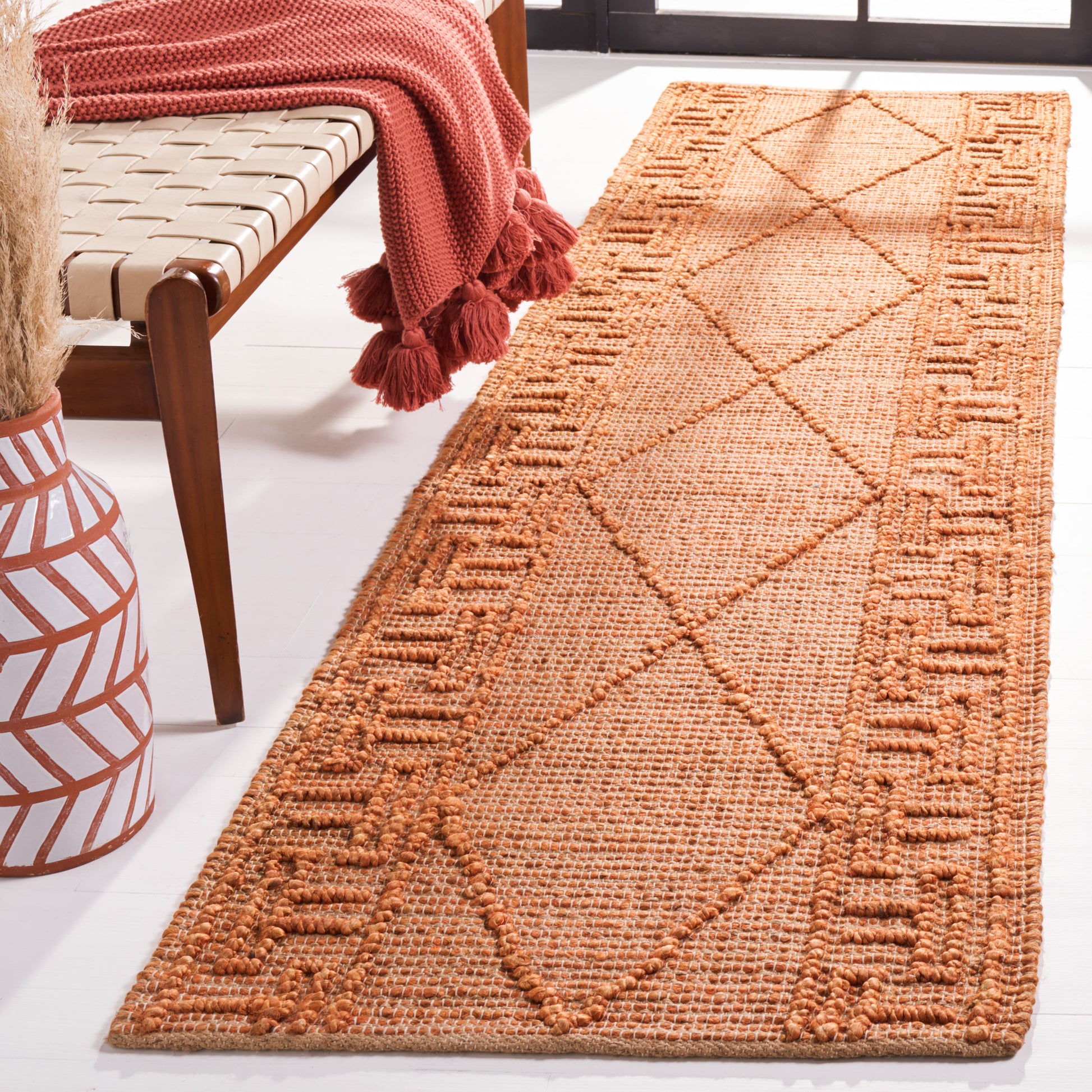 Safavieh Natural Fiber Nf220P Orange/Natural Area Rug