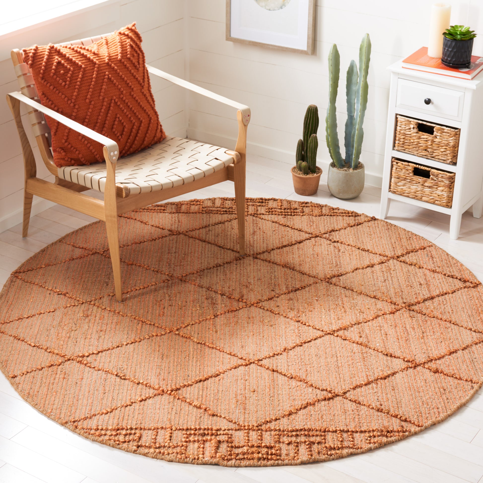 Safavieh Natural Fiber Nf220P Orange/Natural Area Rug