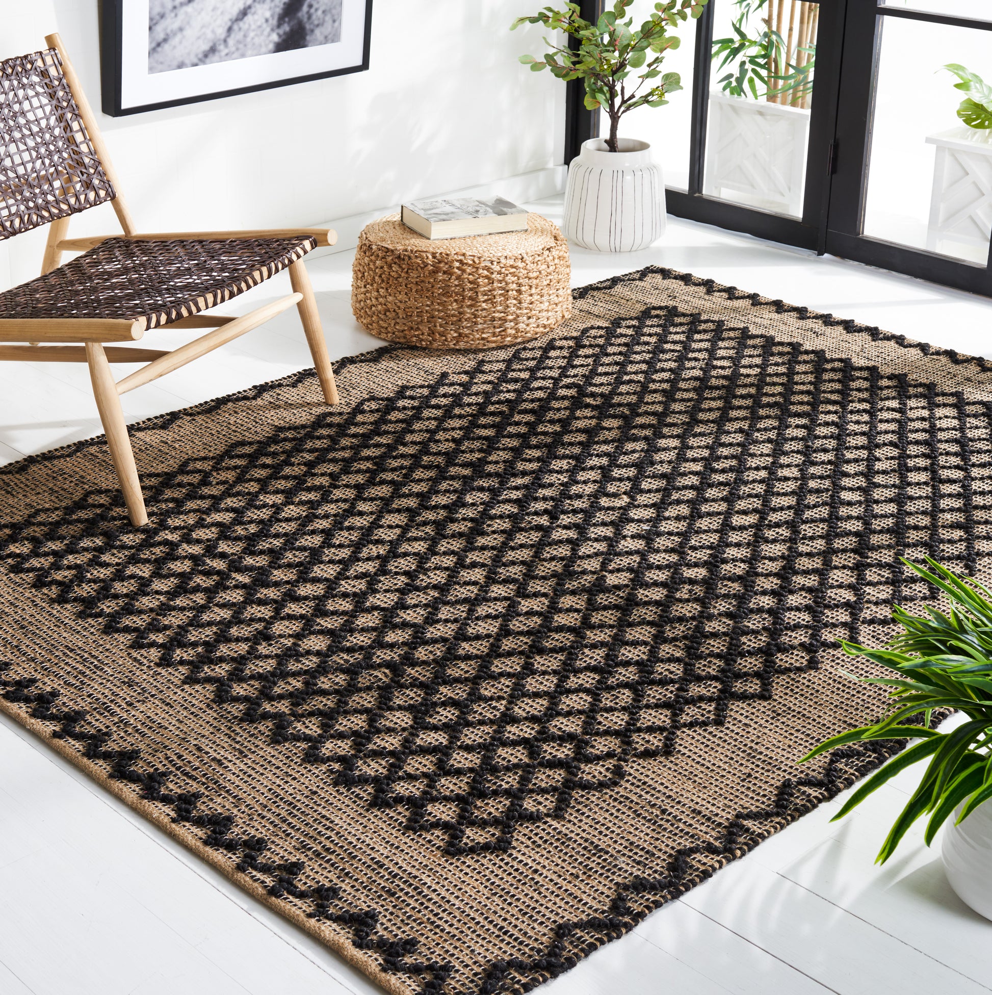 Safavieh Natural Fiber Nf222Z Black/Natural Area Rug