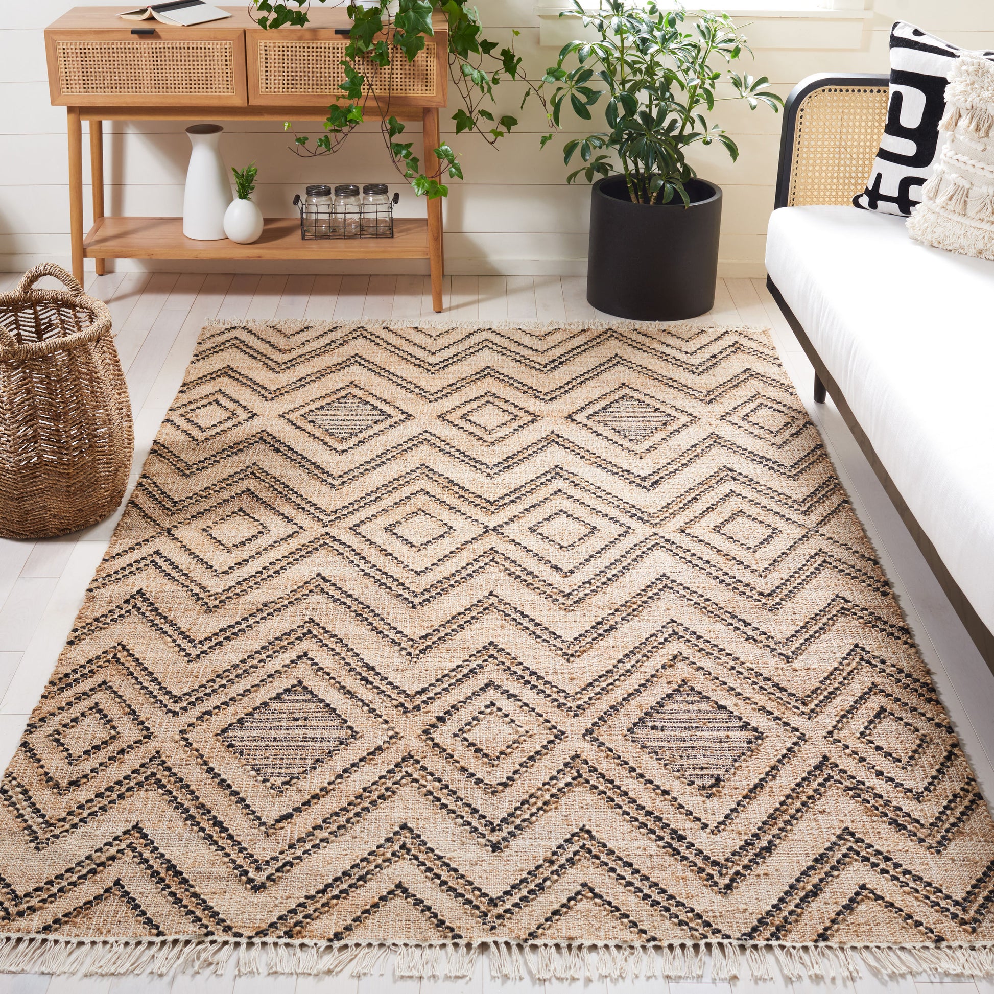 Safavieh Natural Fiber Nf223Z Black/Natural Area Rug