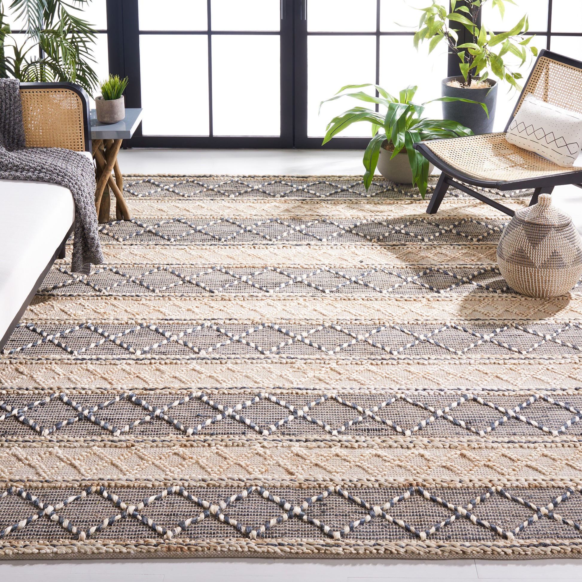 Safavieh Natural Fiber Nf375A Natural/Grey Area Rug