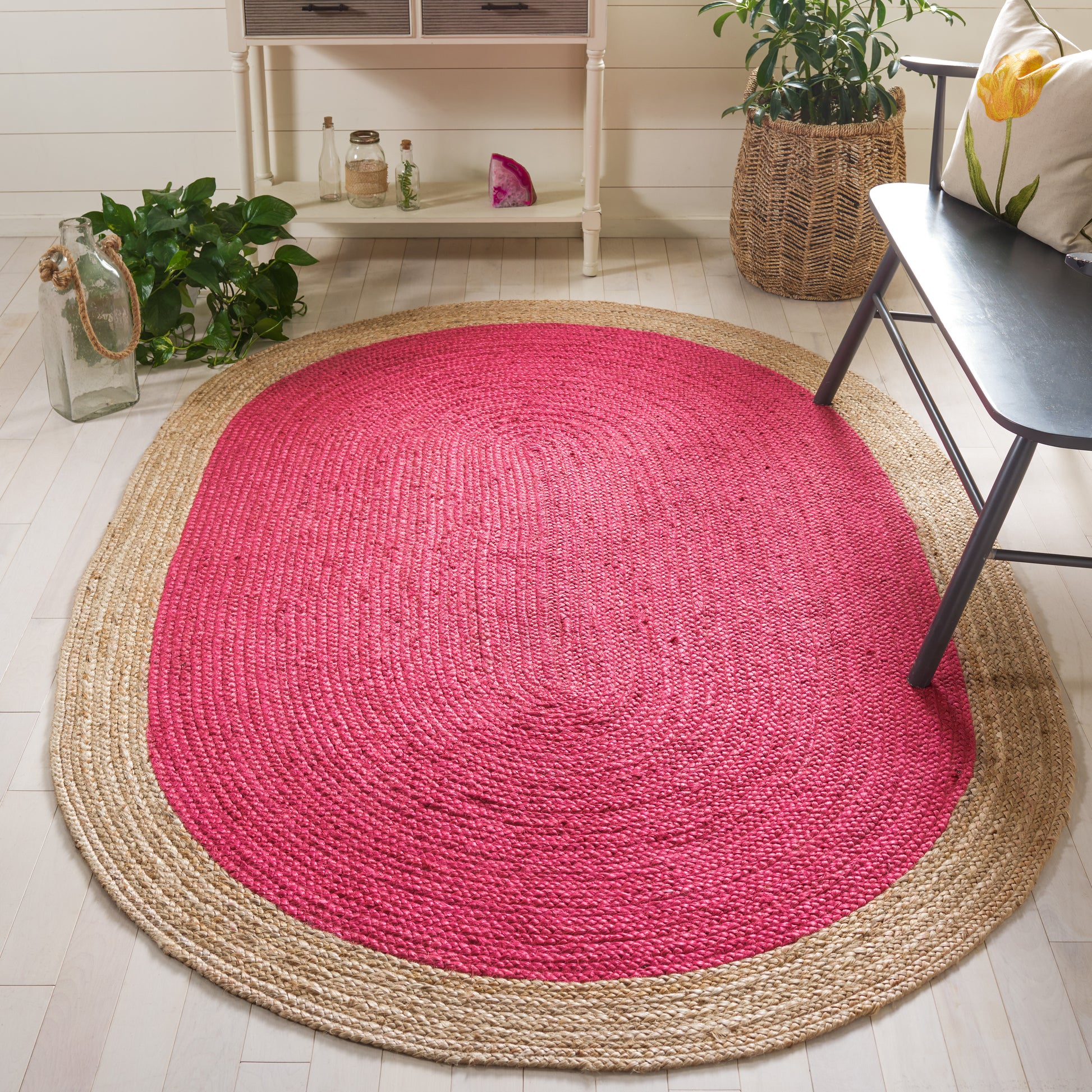 Safavieh Natural Fiber Nf801C Fuchsia/Natural Area Rug