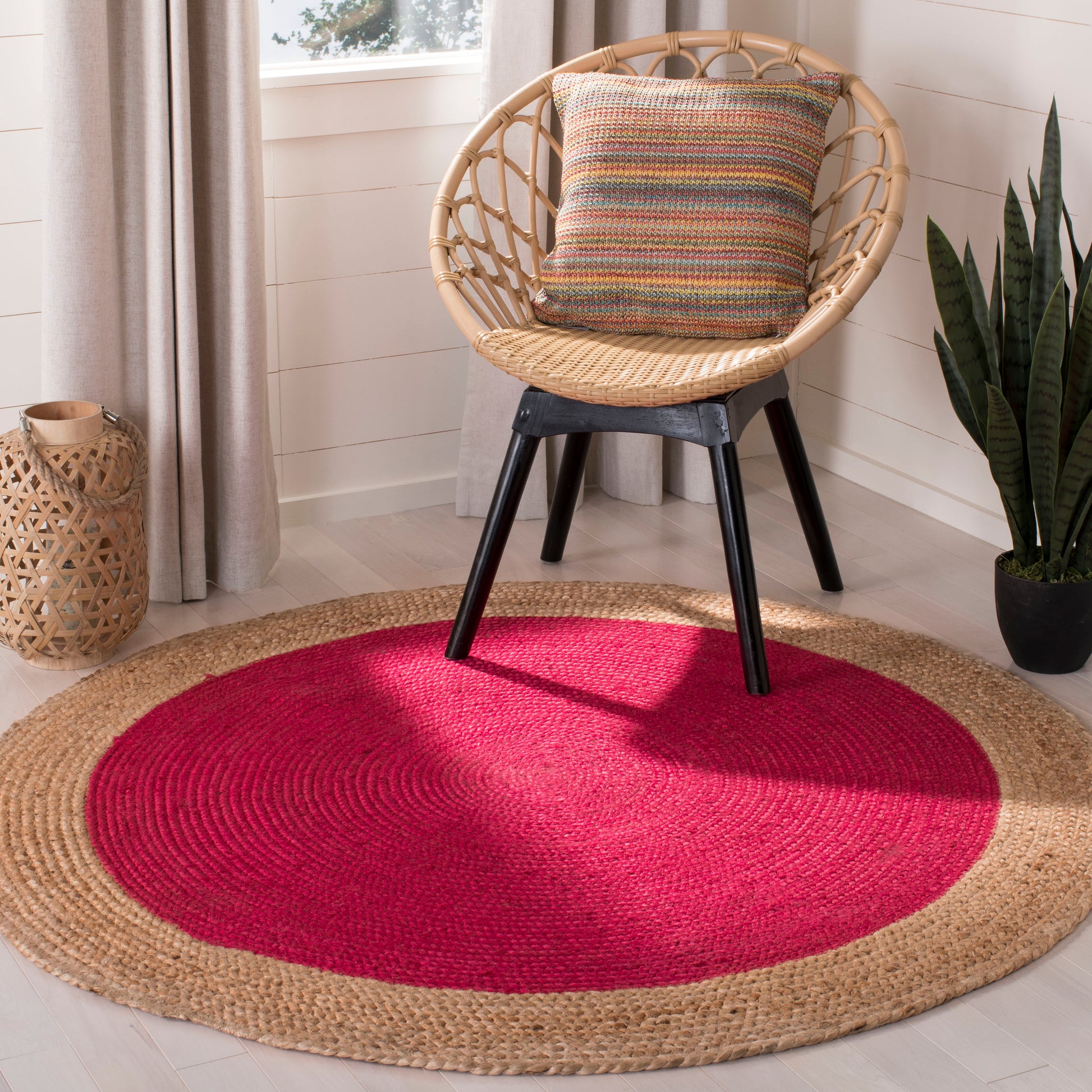 Safavieh Natural Fiber Nf801C Fuchsia/Natural Area Rug