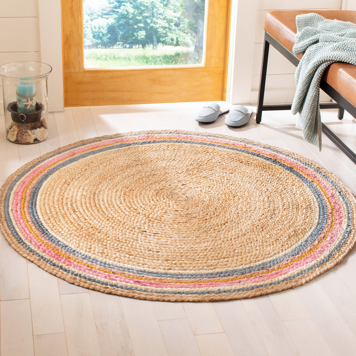Safavieh Natural Fiber Nf806R Fuchsia/Beige Rugs.