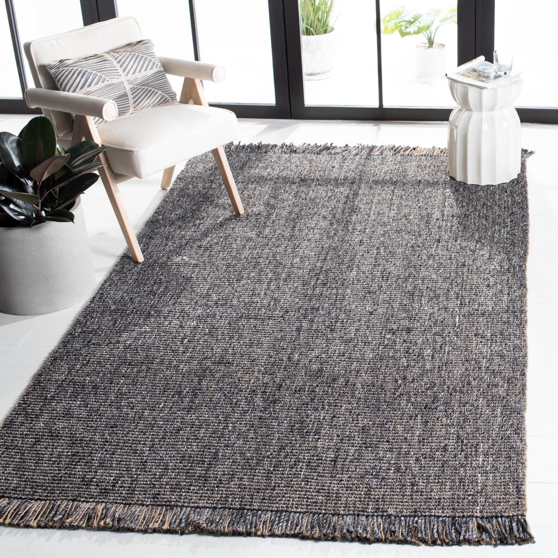 Safavieh Natural Fiber Nf826H Charcoal/Natural Area Rug