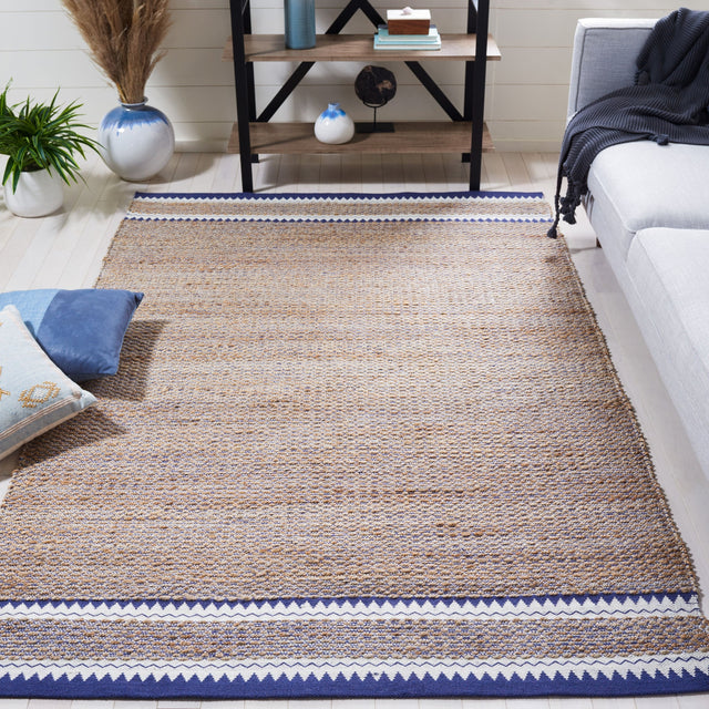 Safavieh Natural Fiber Nf874N Natural/Navy Rug.