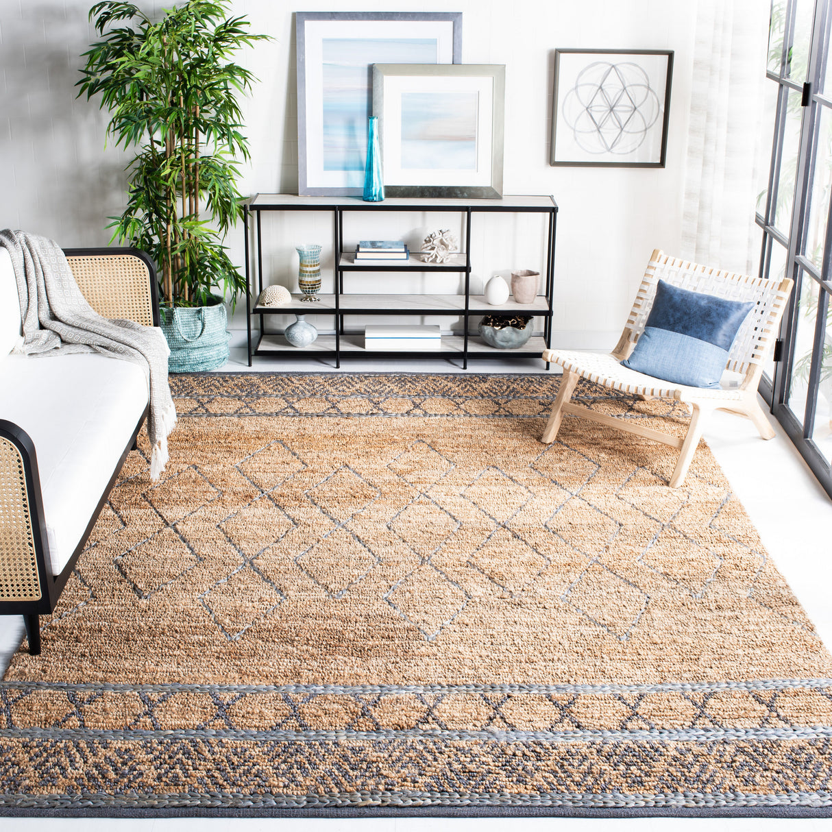 Safavieh Natural Fiber Nf957B Beige/Grey Rug.