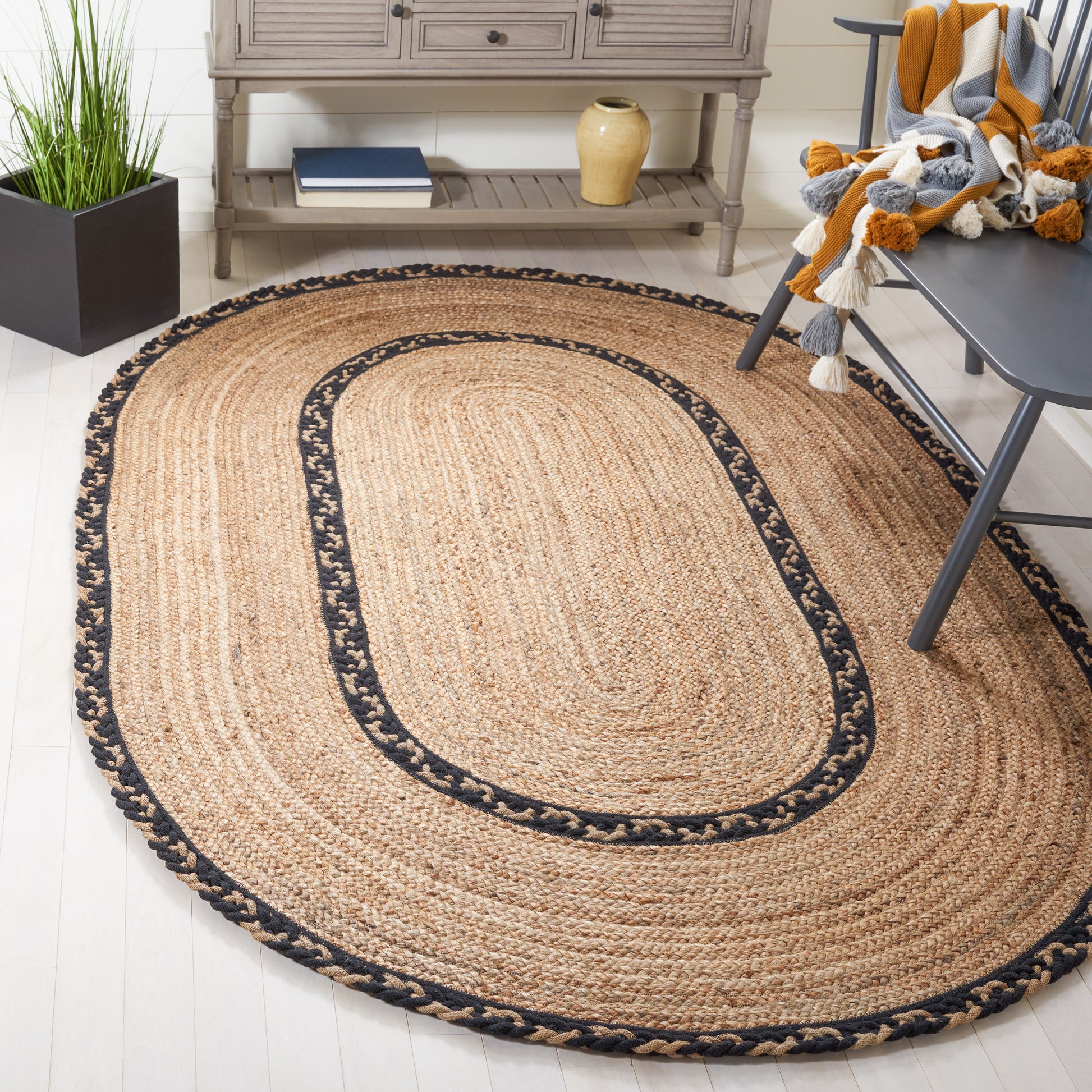 Safavieh Natural Fiber Nfb260Z Natural/Black Area Rug