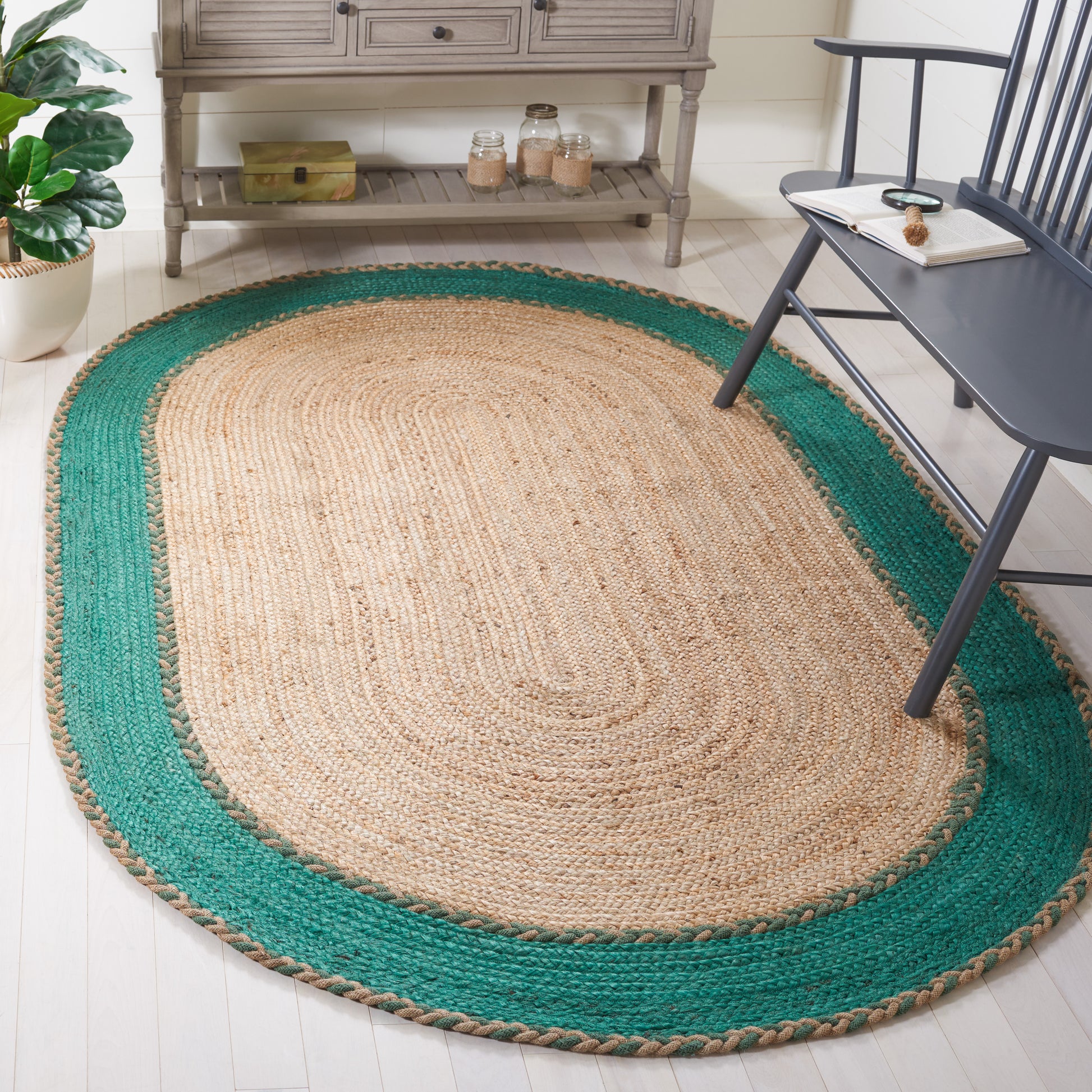 Safavieh Natural Fiber Nfb261Y Natural/Green Area Rug