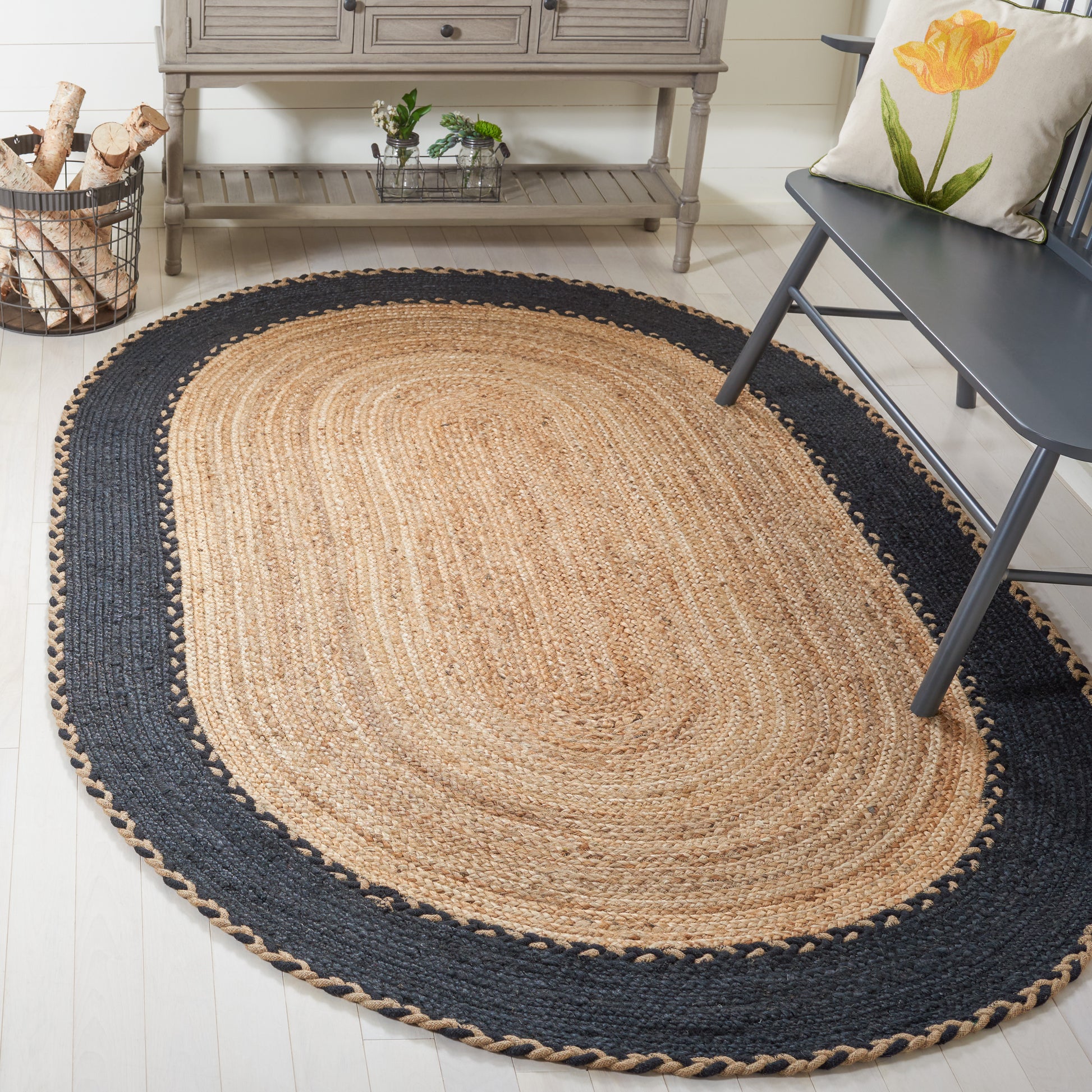 Safavieh Natural Fiber Nfb261Z Natural/Black Area Rug