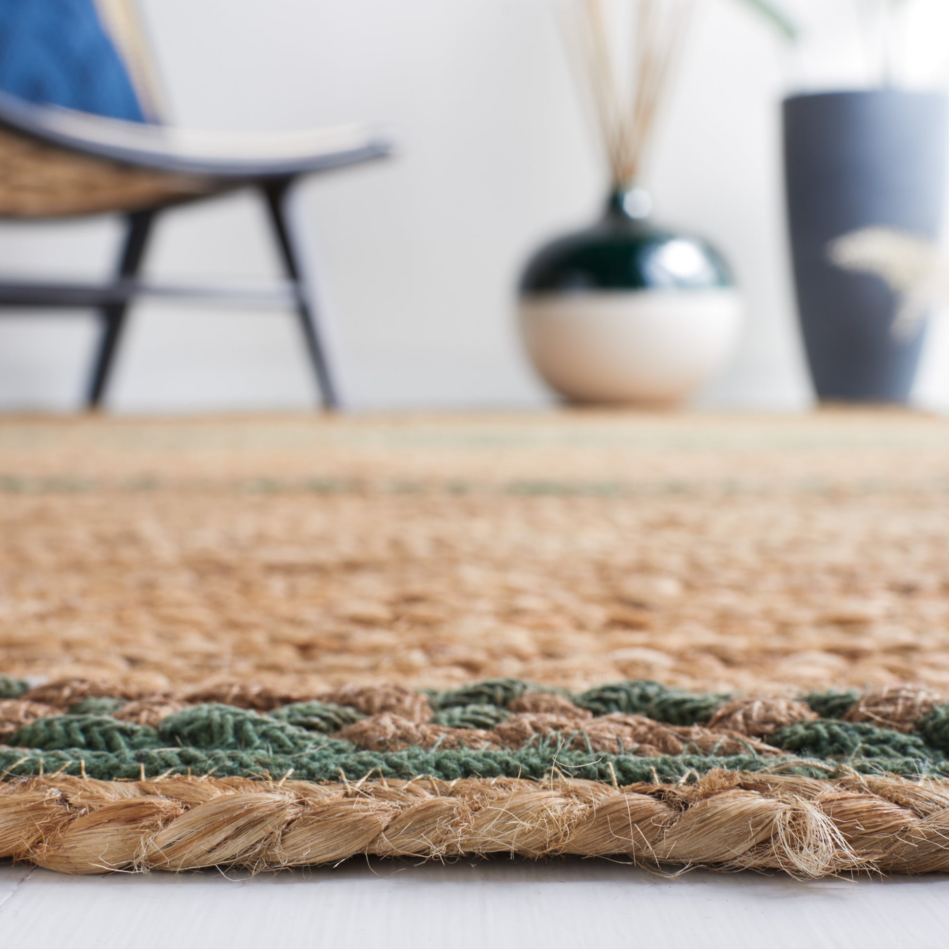 Safavieh Natural Fiber Nfb262Y Natural/Green Area Rug