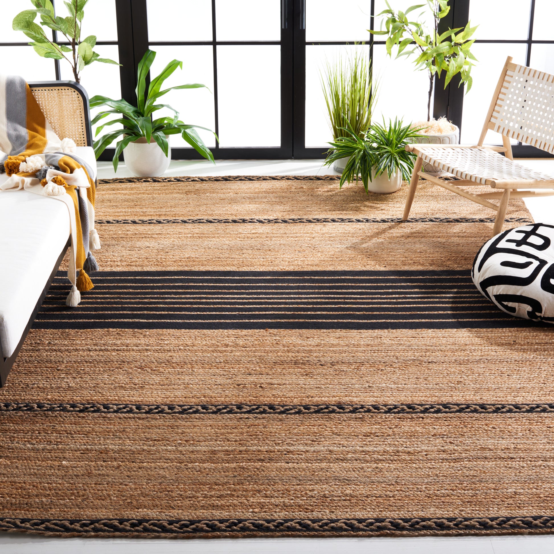 Safavieh Natural Fiber Nfb262Z Natural/Black Area Rug