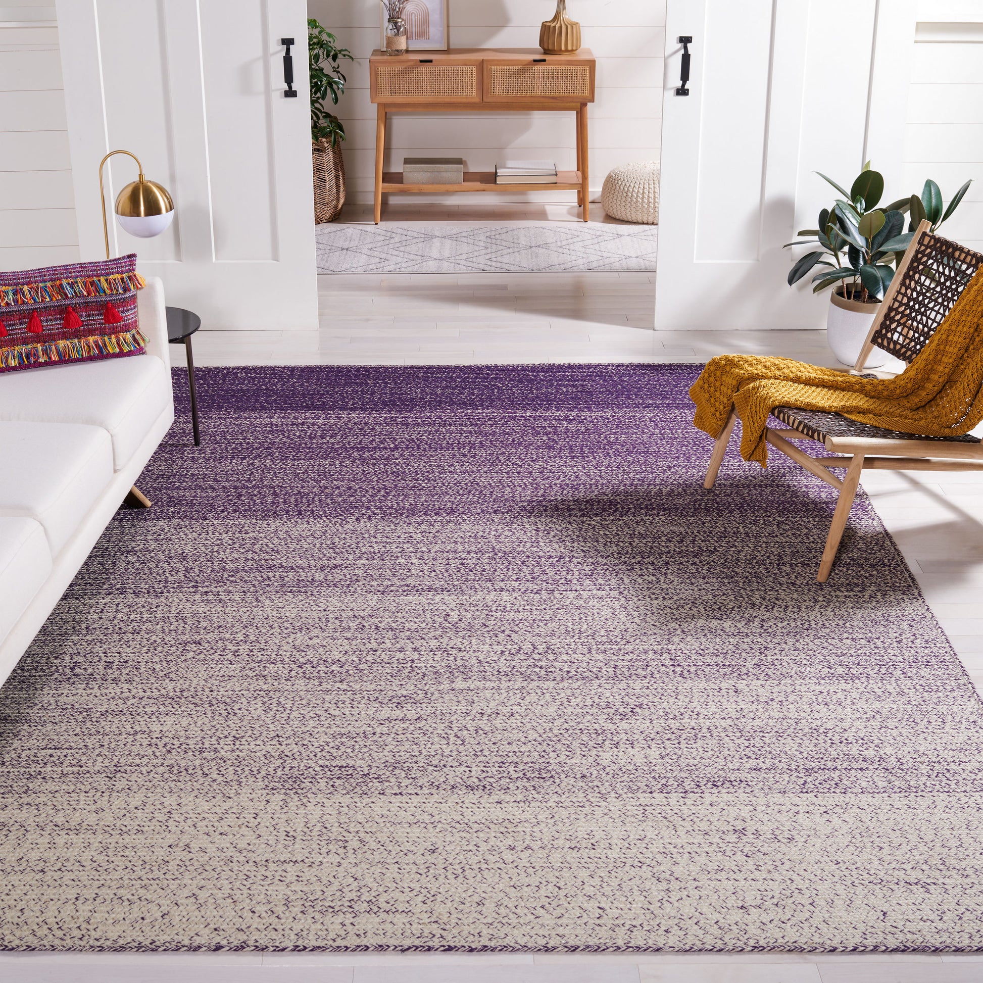 Safavieh Natural Fiber Nfb263V Natural/Purple Area Rug