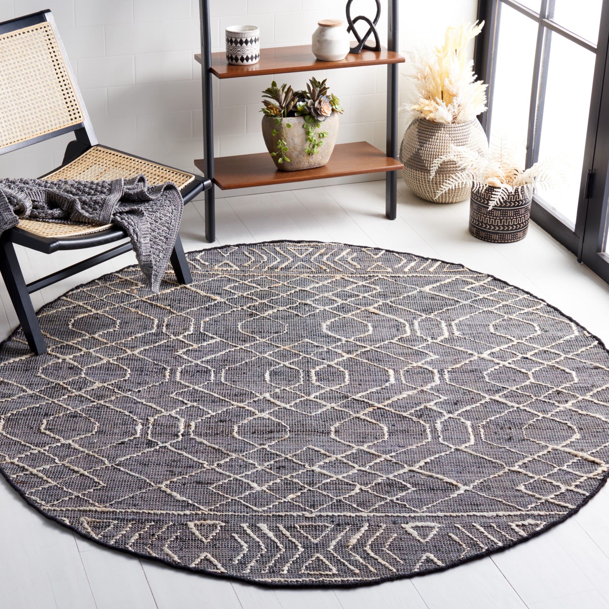 Safavieh Natural Fiber Nfb406Z Black/Ivory Area Rug