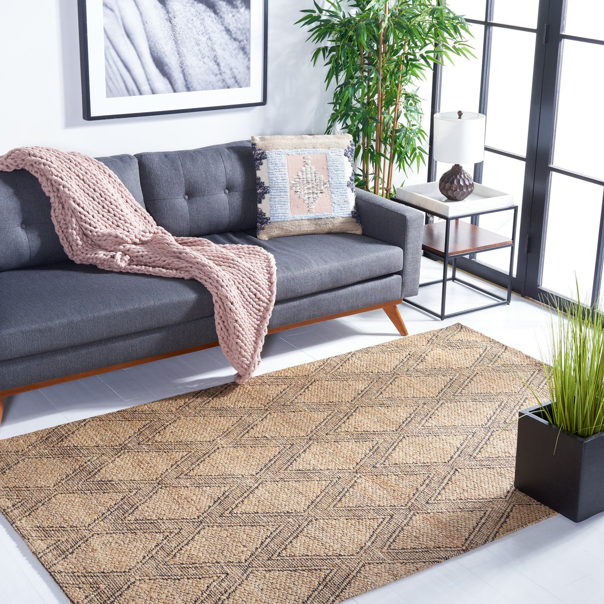 Safavieh Natural Fiber Nfb552A Natural/Black Rug.
