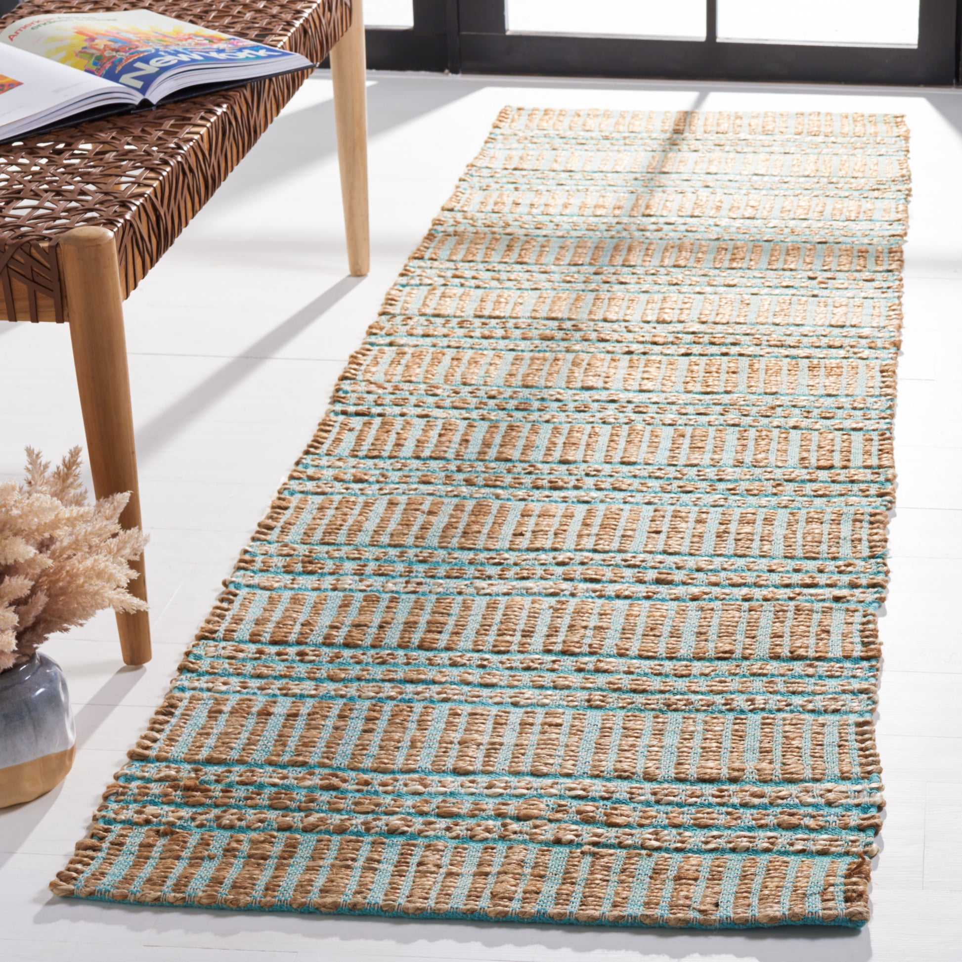 Safavieh Natural Fiber Nfb651K Teal/Natural Area Rug