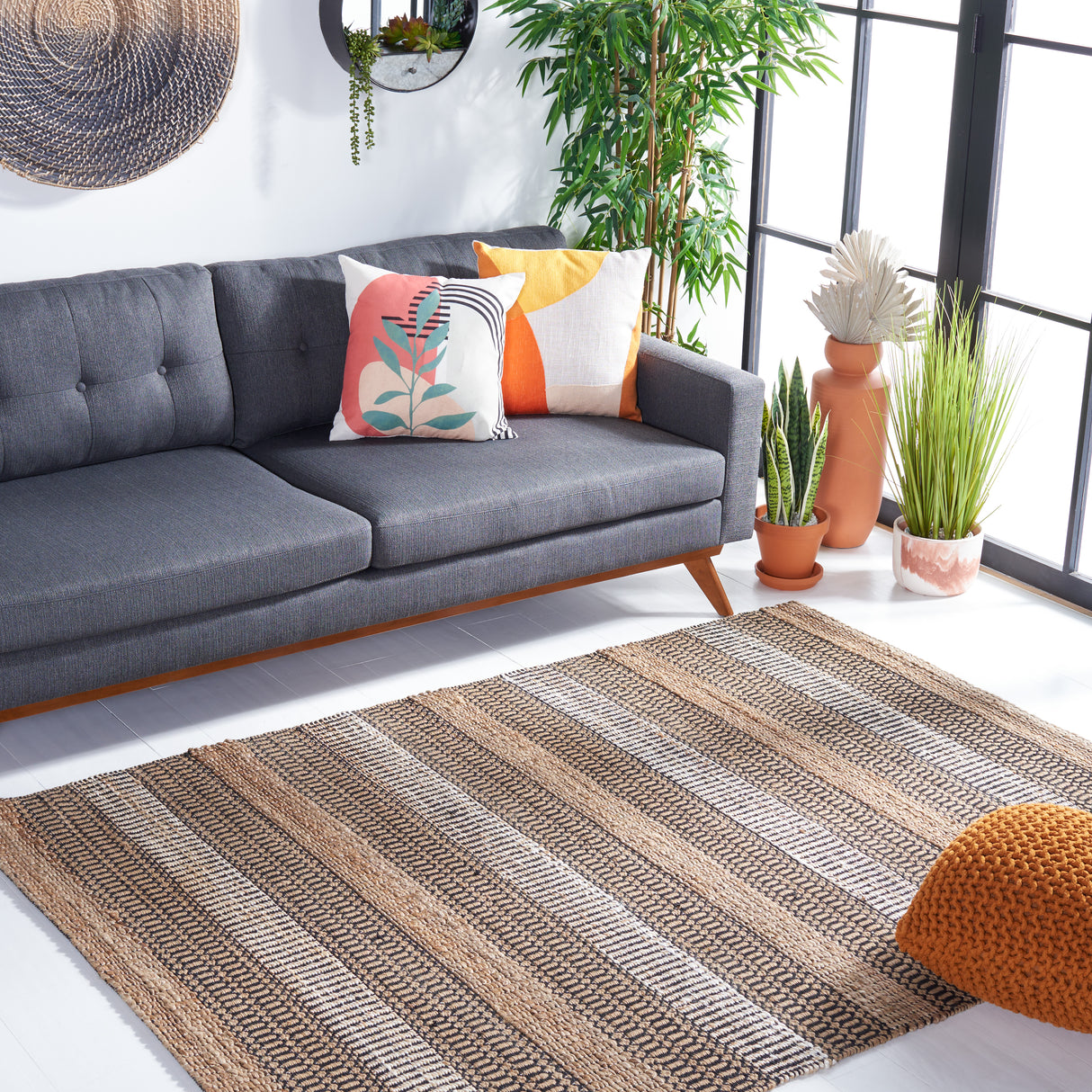 Safavieh Natural Fiber Nfb652Z Black/Natural Rug.