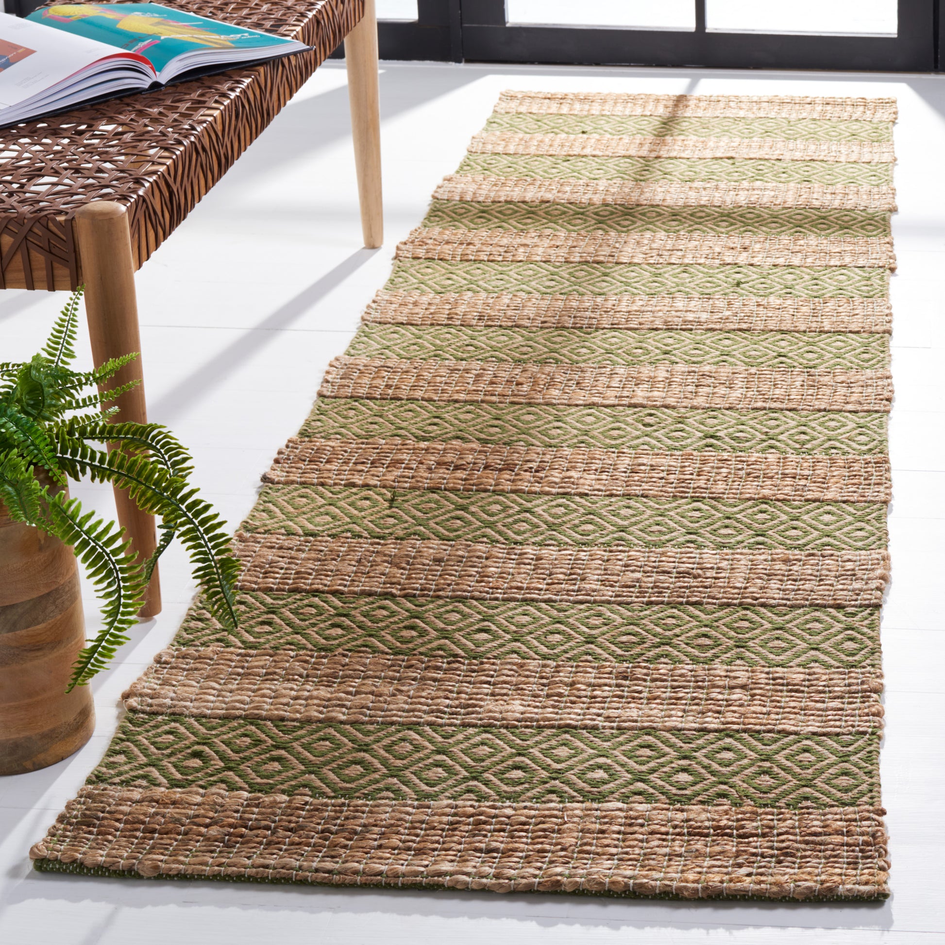 Safavieh Natural Fiber Nfb653Y Green/Natural Area Rug