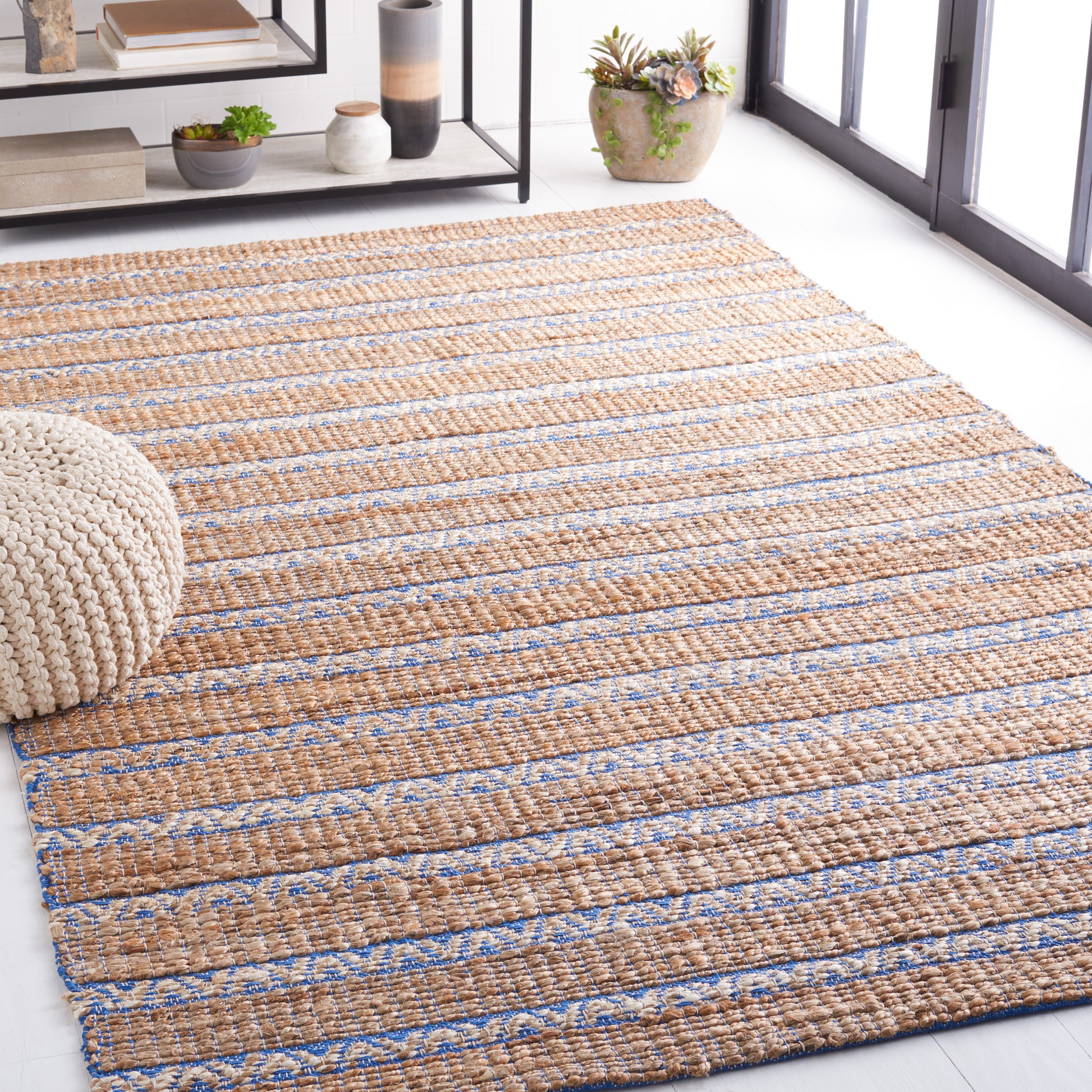 Safavieh Natural Fiber Nfb655M Blue/Natural Area Rug