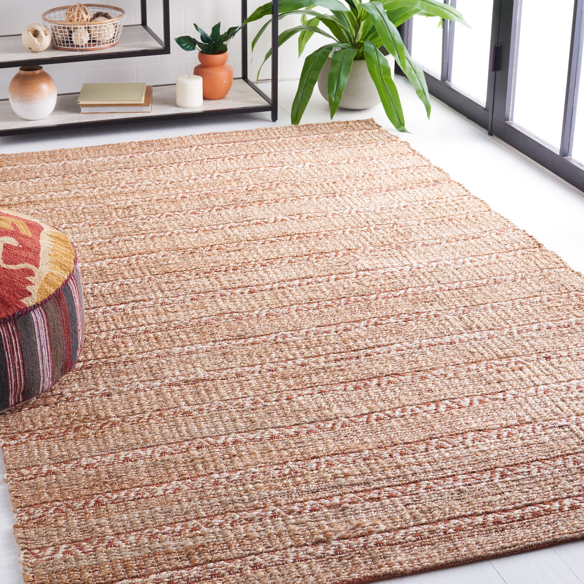 Safavieh Natural Fiber Nfb655P Rust/Natural Area Rug