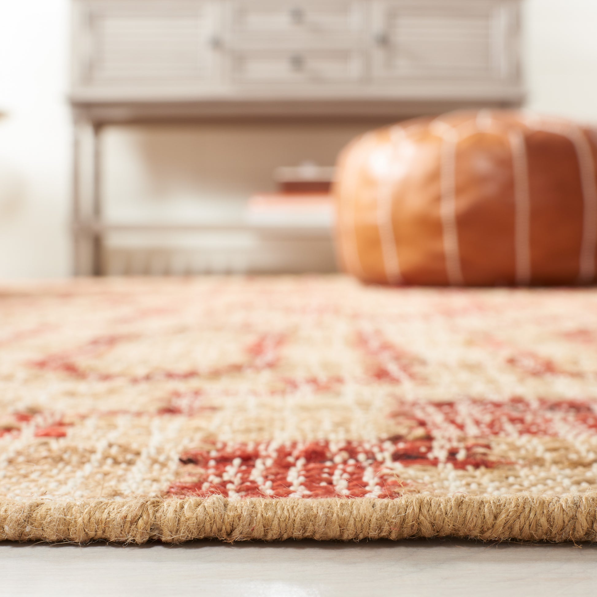 Safavieh Natural Fiber Nfb750Q Natural/Red Area Rug