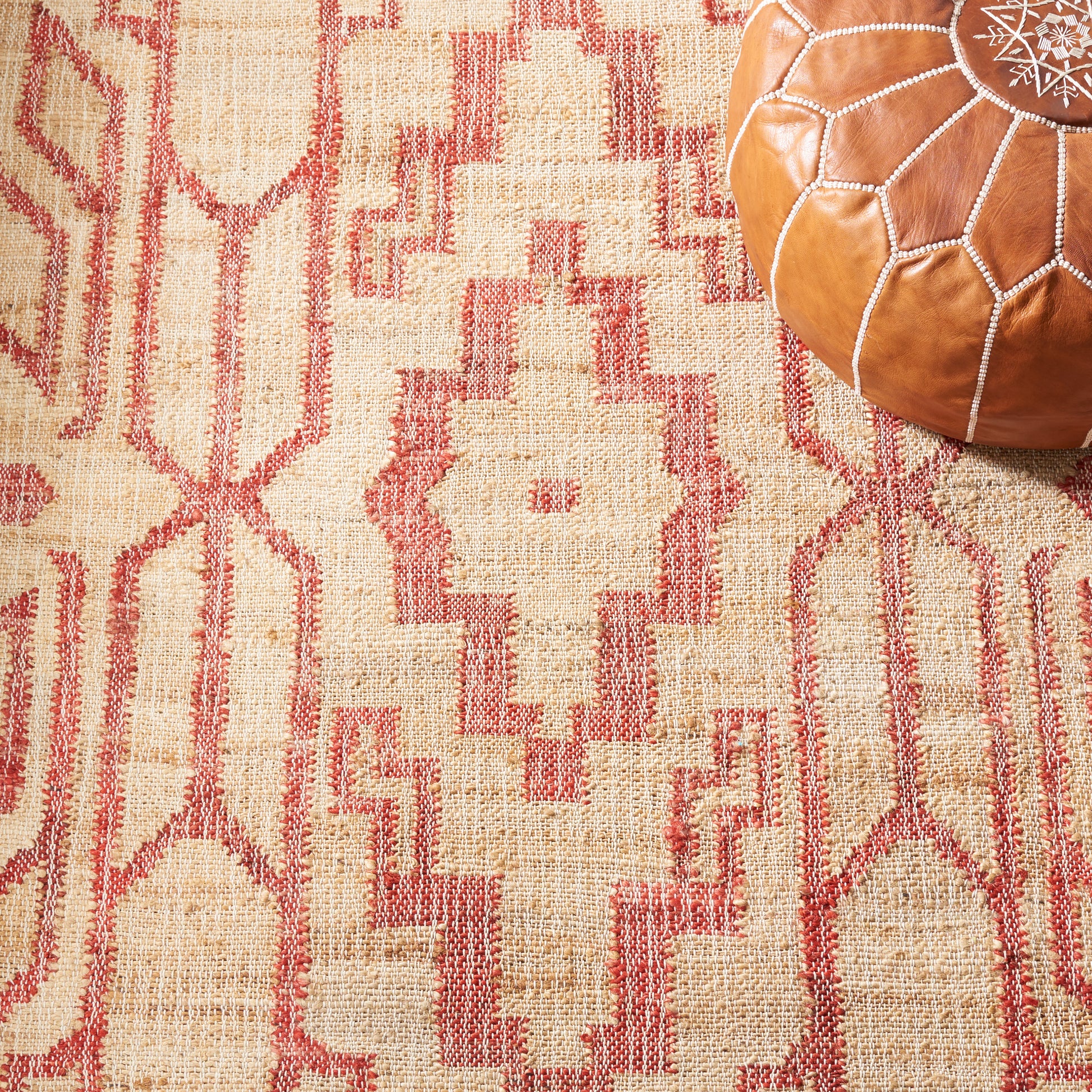 Safavieh Natural Fiber Nfb750Q Natural/Red Area Rug