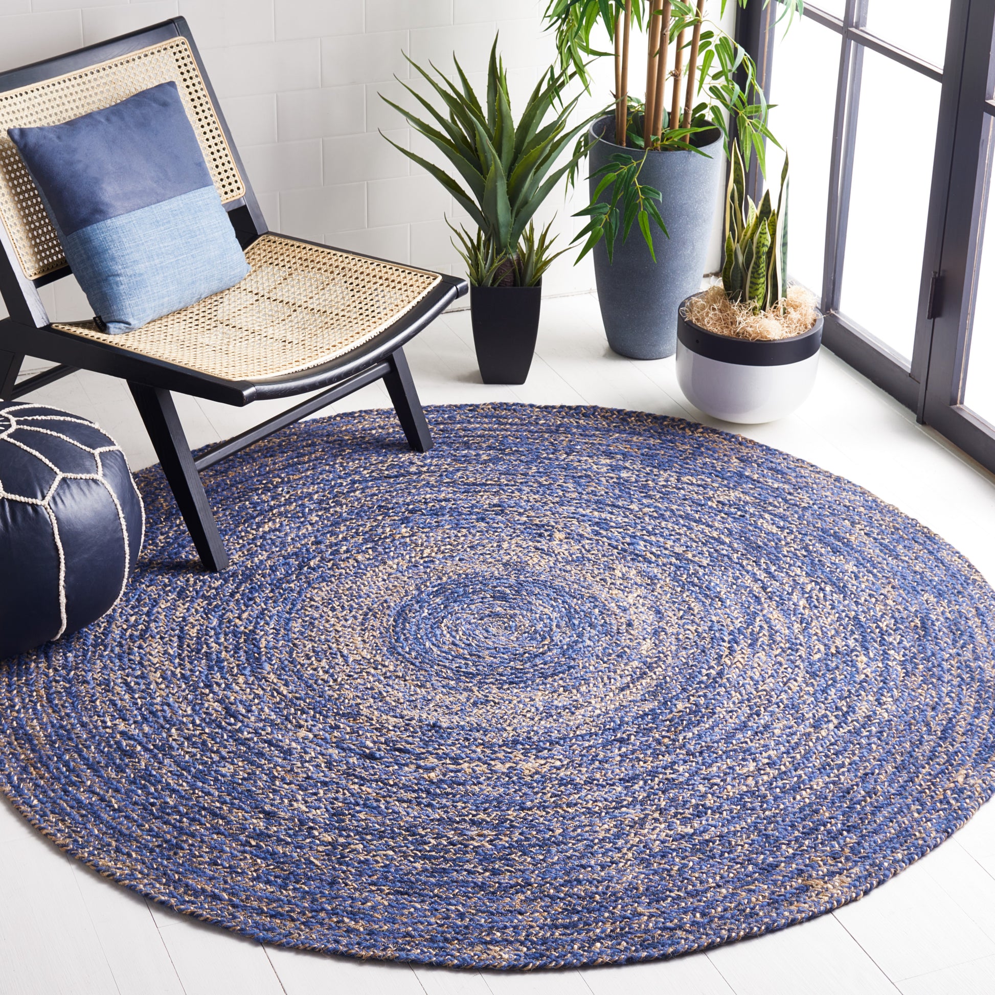 Safavieh Natural Fiber Nfb950M Blue/Natural Area Rug