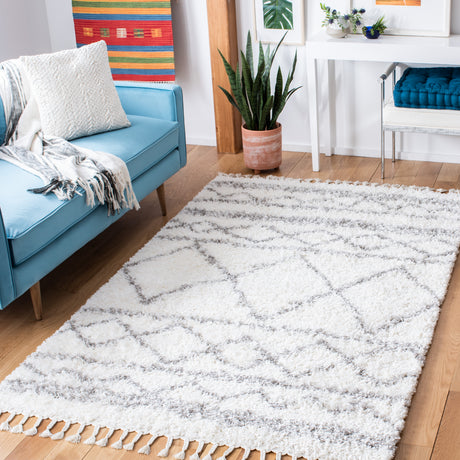 Safavieh Pro Lux Shag Plx436B Ivory/Grey Rugs.