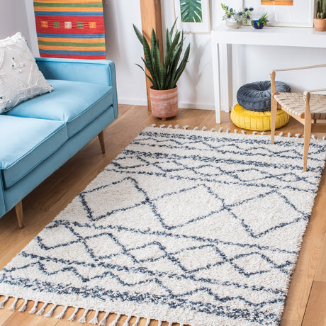 Safavieh Pro Lux Shag Plx436C Ivory/Blue Rugs.