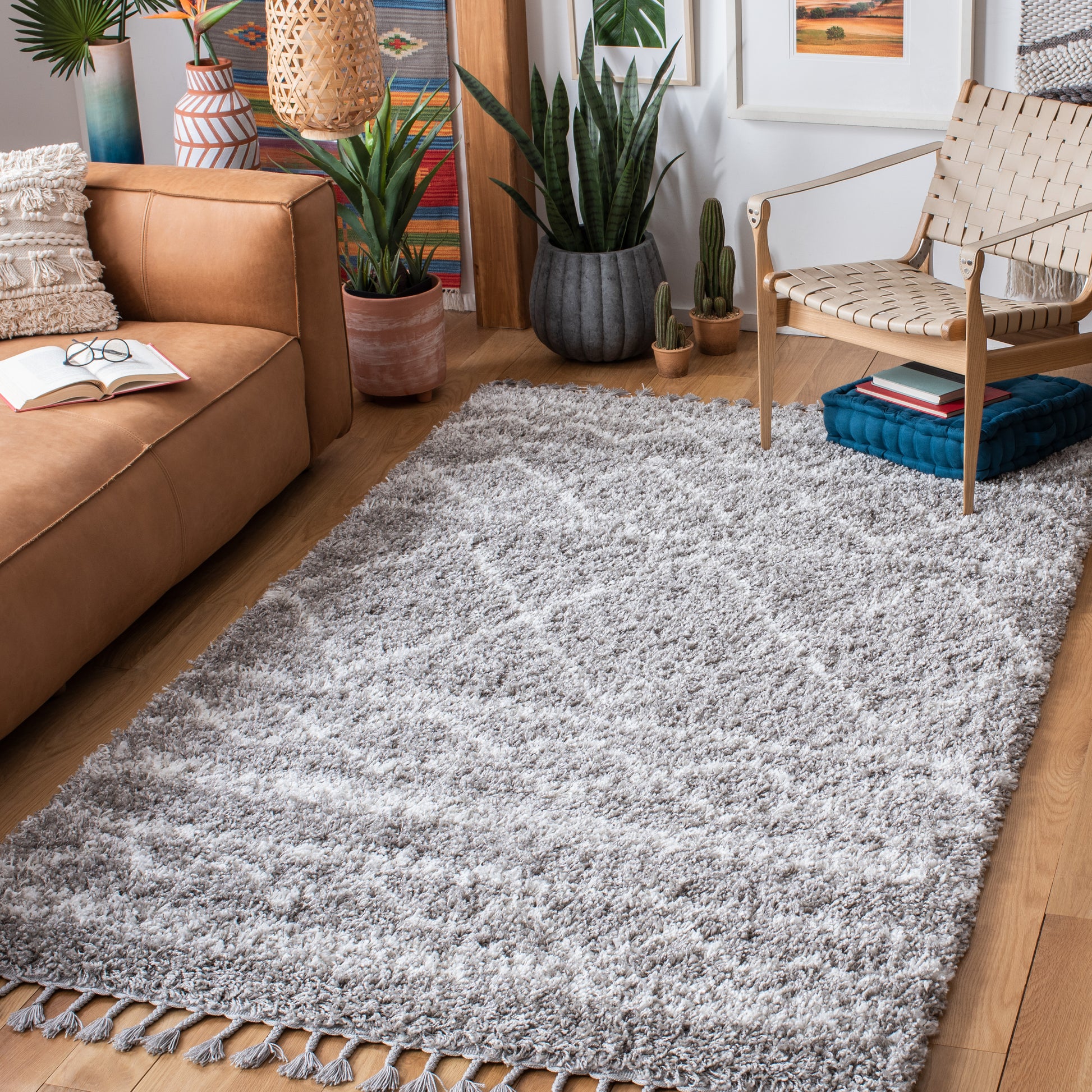 Safavieh Pro Lux Shag Plx436F Grey/Ivory Area Rug