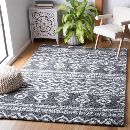 Safavieh Parma Shag Pma544H Charcoal/Ivory Area Rug