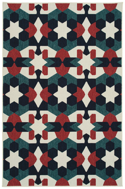 Kaleen Pianta Pta05-86 Multi, Navy, Teal, Ivory Area Rug