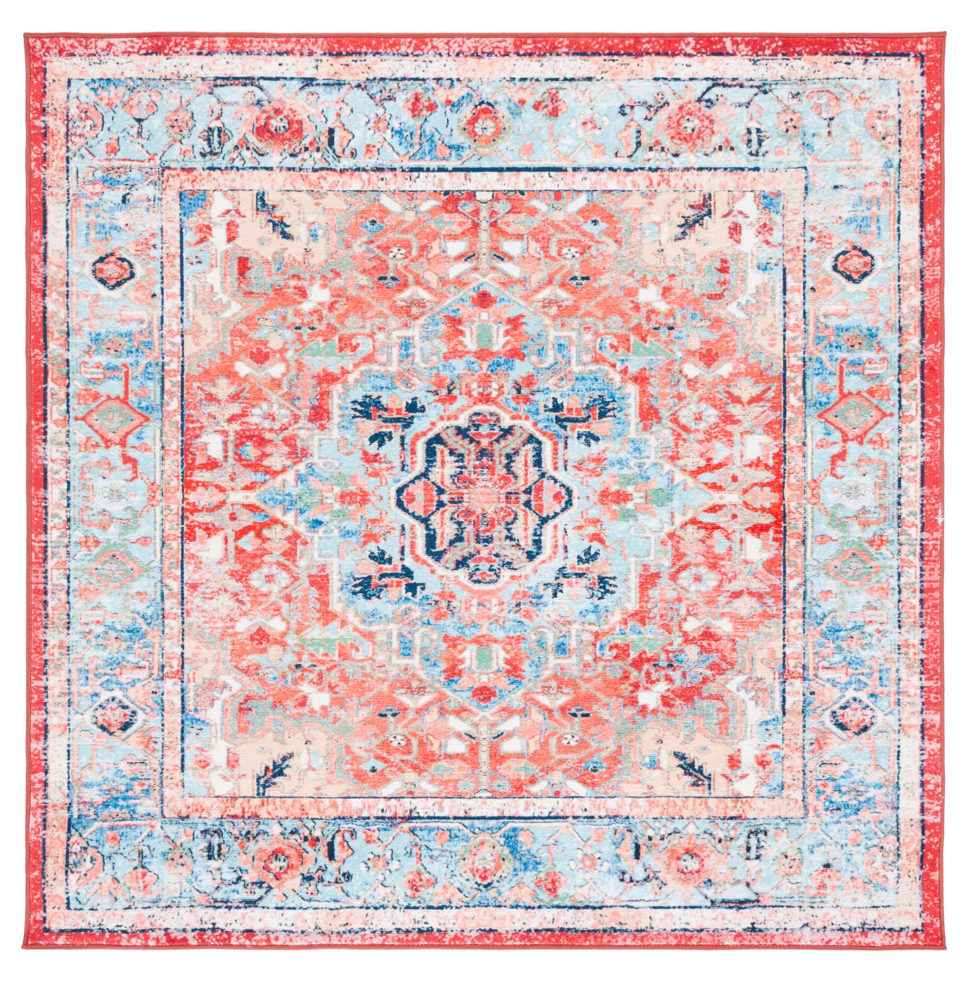 Safavieh Riviera Riv182J Light Blue/Red Area Rug