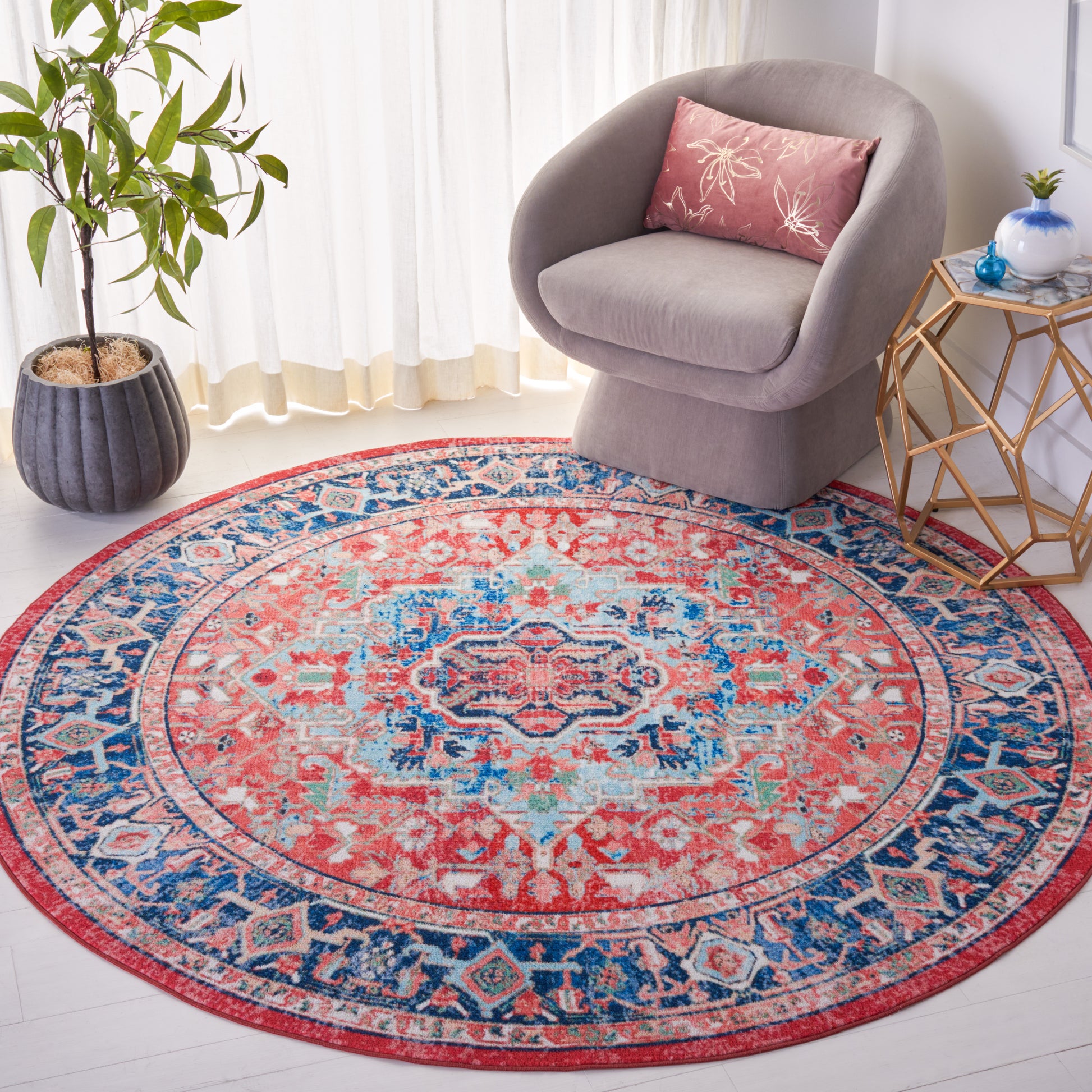 Safavieh Riviera Riv182N Navy/Red Area Rug