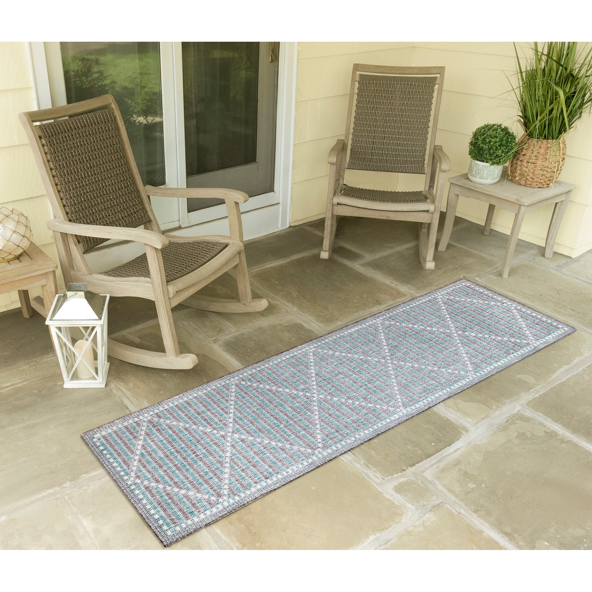 Liora Manne Malibu Checker Diamond 8225/04 Blue Area Rug