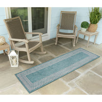 Liora Manne Malibu Etched Border 8228/04 Blue Area Rug