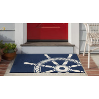 Liora Manne Frontporch Ship Wheel 1456/33 Navy Area Rug