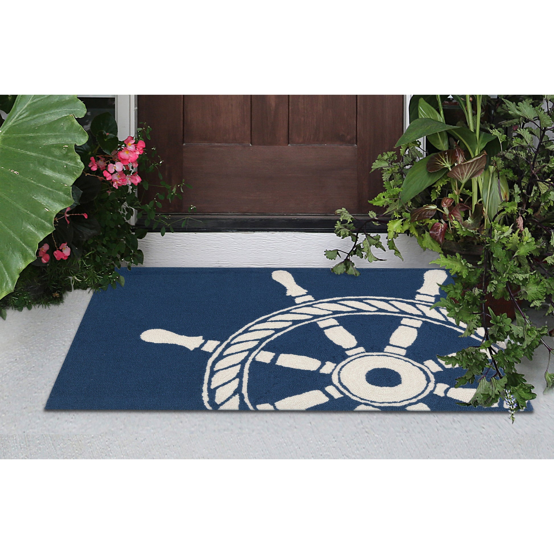 Liora Manne Frontporch Ship Wheel 1456/33 Navy Area Rug